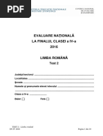 Evaluarea Nationala 2016 Cls IV Limba Romana Test 2