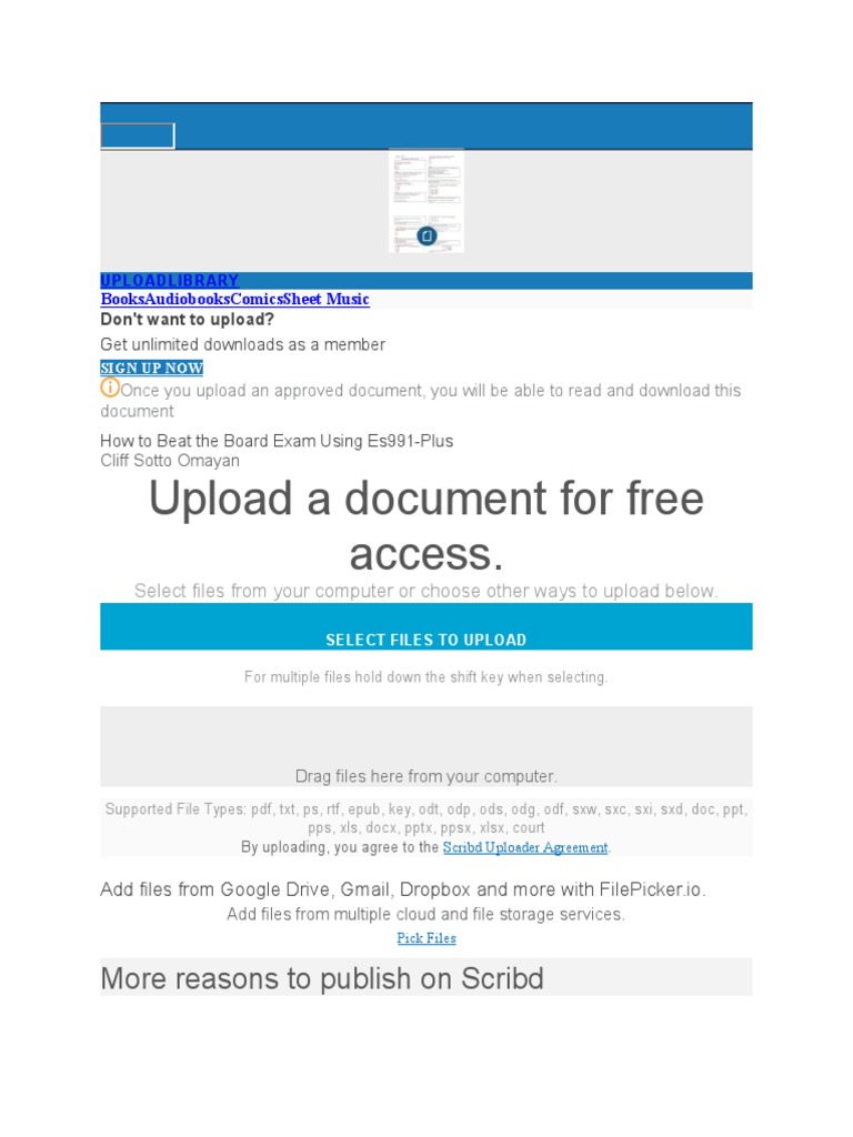 Upload A Document For Free Access.: More Reasons To Publish On Scribd ...