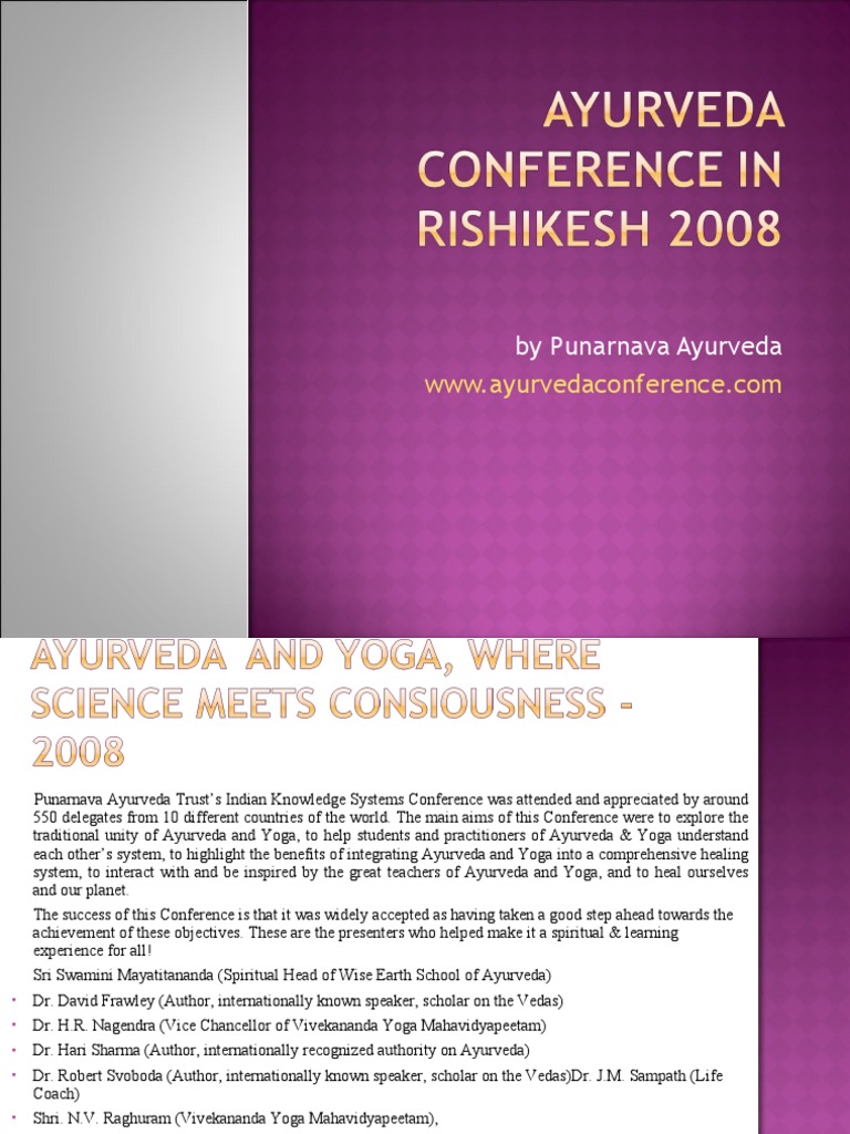 Ayurveda International Conference in Rishikesh 2008 PDF Yoga Ayurveda