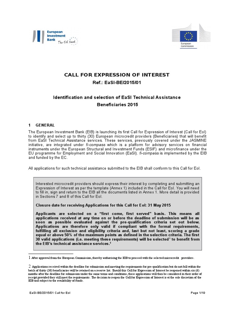 Call For Expression of Interest | PDF | Microfinance | Microcredit