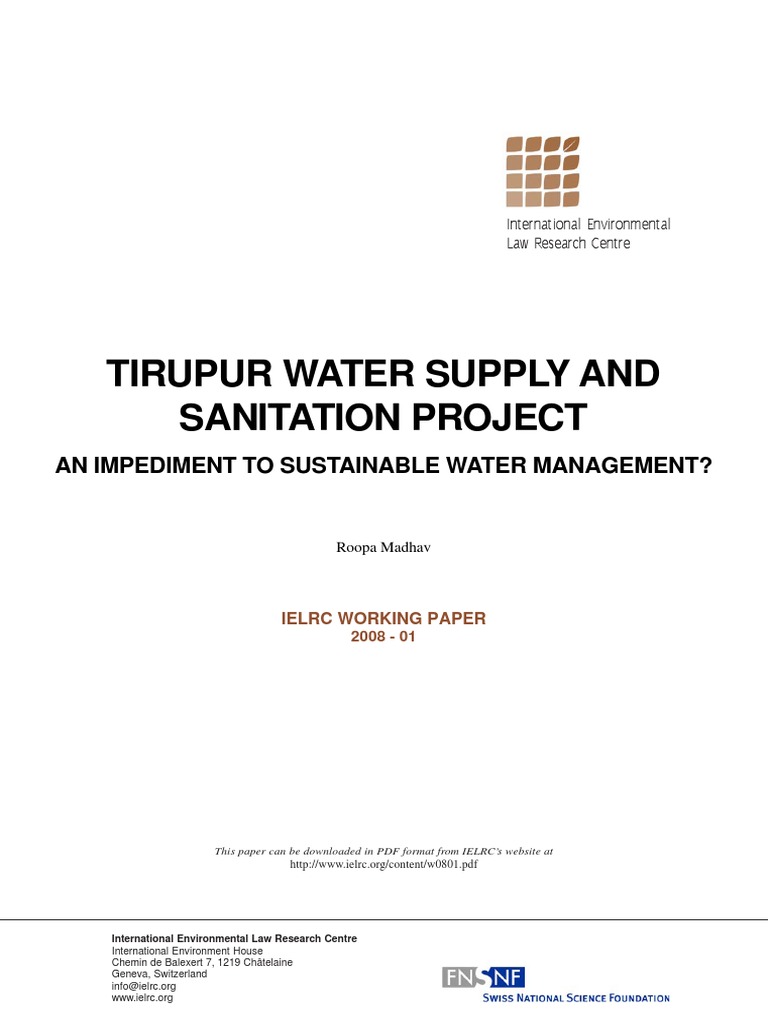 Tirupur Water Supply and Sanitation Project: An Impediment To ...