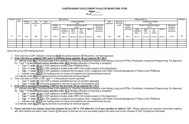 CDP Monitoring Form Instructions | PDF | Economies | Business
