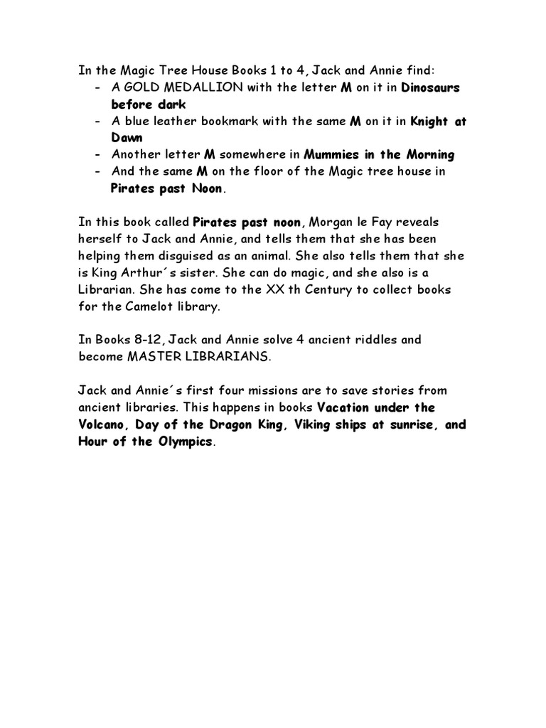 Magic Tree House Volumes 1-4 Overview | PDF | Magic Tree House | Fantasy