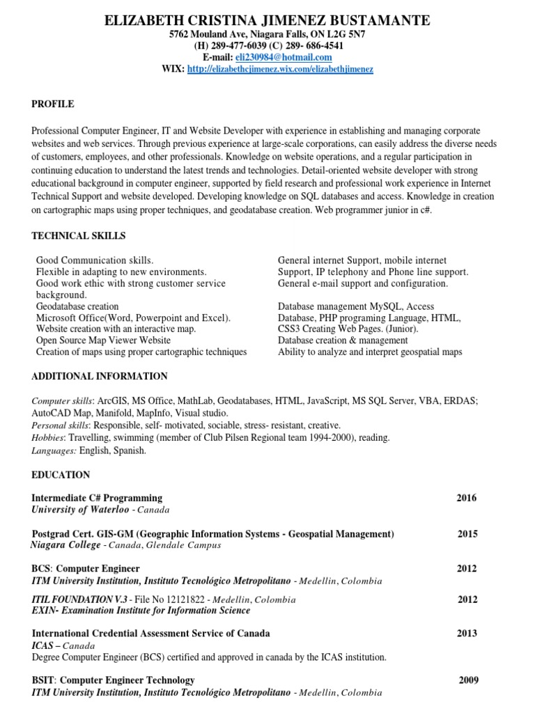 Computer Engineer & Web Developer Profile | PDF | Websites | Databases