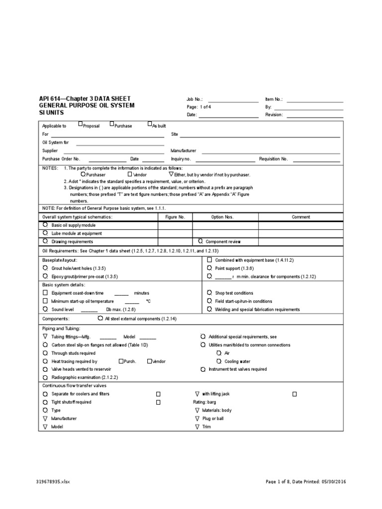 API 614 Chapter3 Valve Pump