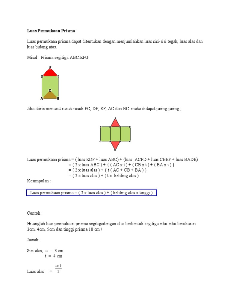 Contoh Soal Luas Permukaan Prisma Dan Limas Berbagi