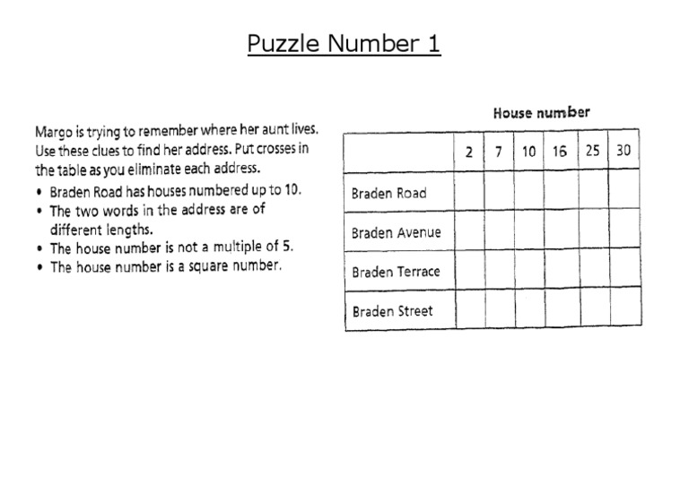 Puzzle No 1 | PDF