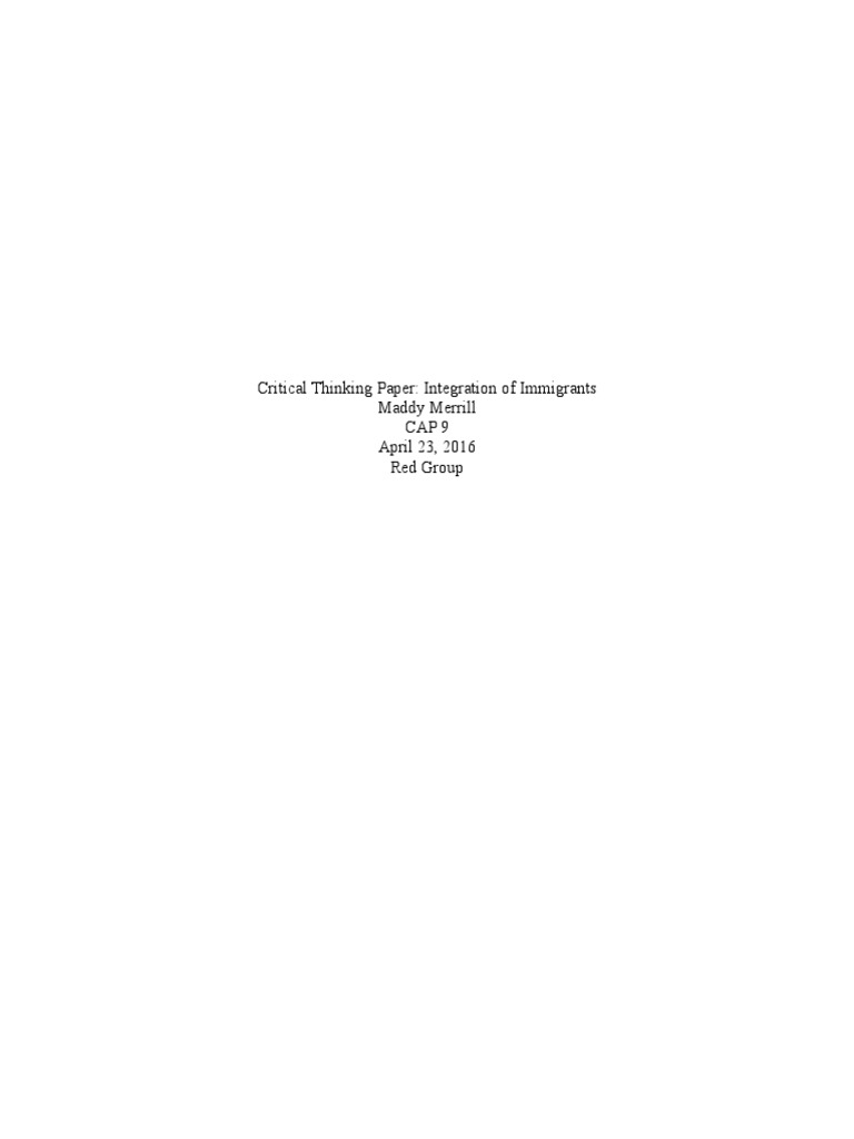 Critical Thinking Paper | PDF | Social Science | Wellness