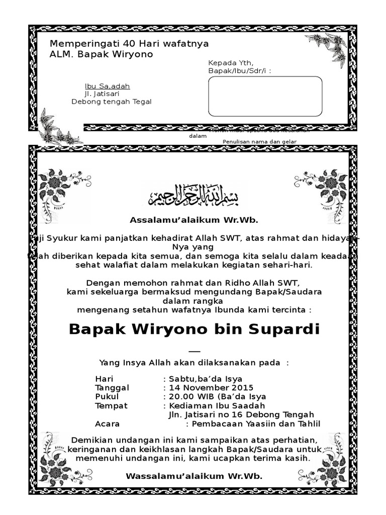 1010+ Contoh Undangan Pengajian 40 Hari Gratis Terbaru