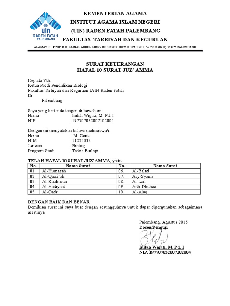 Nama Surat Juz Amma