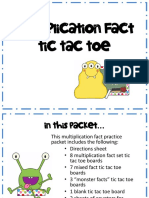 Multiplication Fact Tic Tac Toe