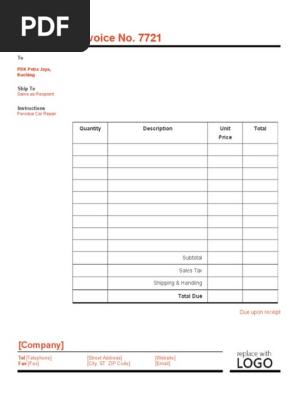Blank invoice