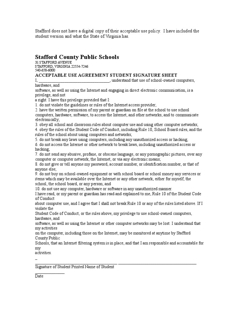 Acceptable Use Policy | PDF | Internet | Computer Network