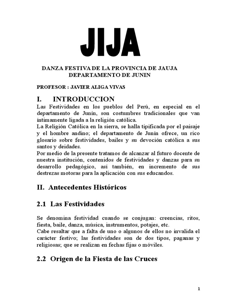Danza Jija: Tradición de Jauja | PDF | Bailes | imperio Romano