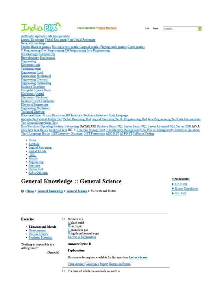 General Knowledge General Science 3 | PDF | Engineering | Electronics