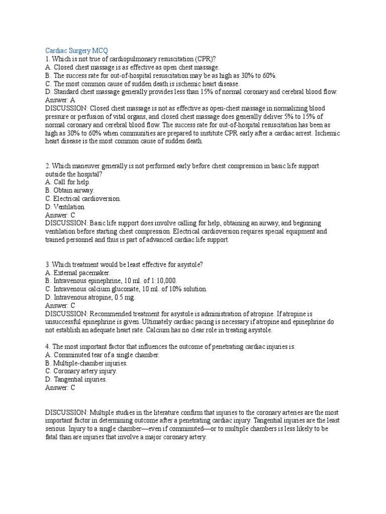 Cardiac Surgery MCQ Guide | PDF | Heart Valve | Ventricle (Heart)