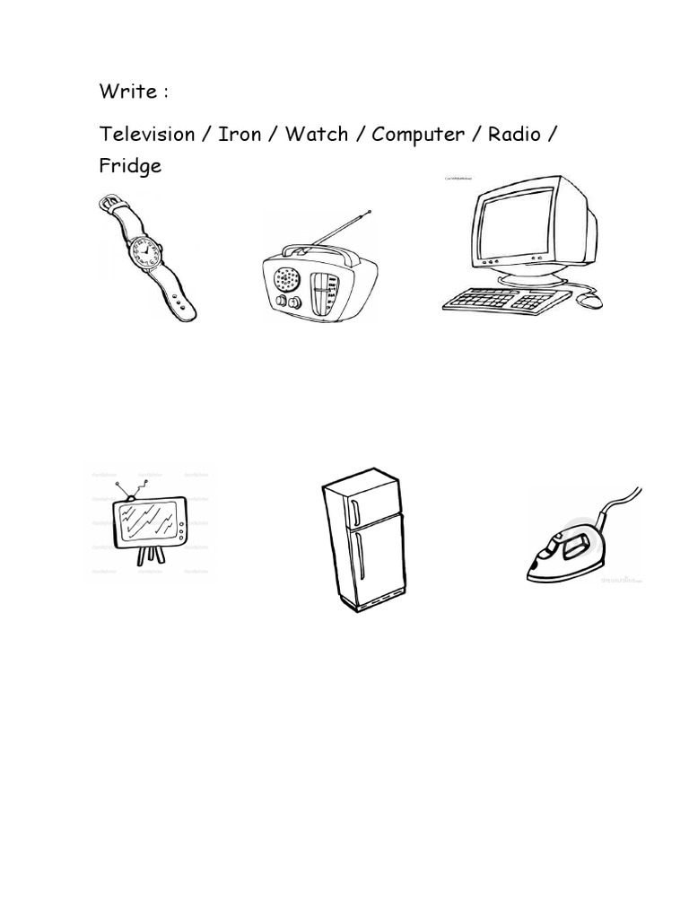 Write: Television / Iron / Watch / Computer / Radio / Fridge | PDF
