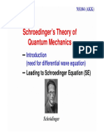 Schroedinger's Theory of Quantum Mechanics: (Need For Differential Wave Equation)