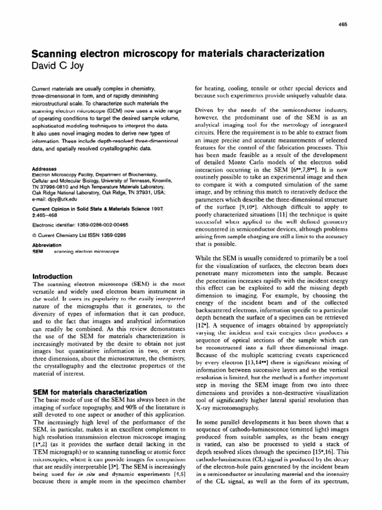 SEM Techniques for Material Analysis | PDF | Scanning Electron ...