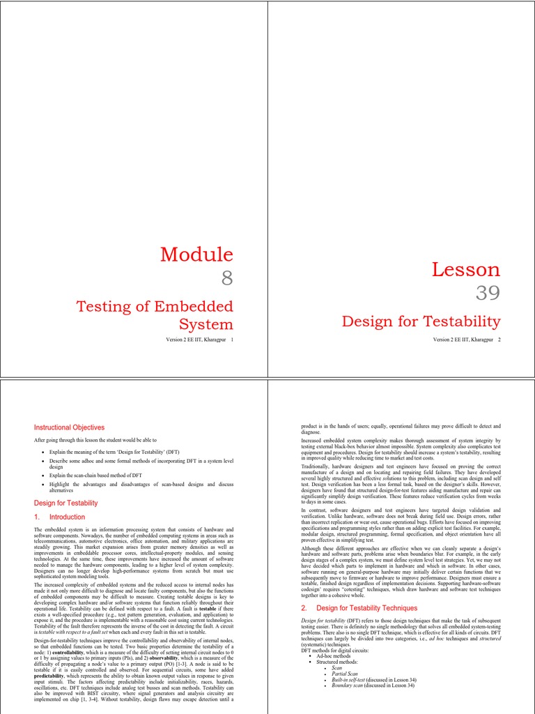Design for Testability in Embedded Systems | PDF | Digital Electronics ...