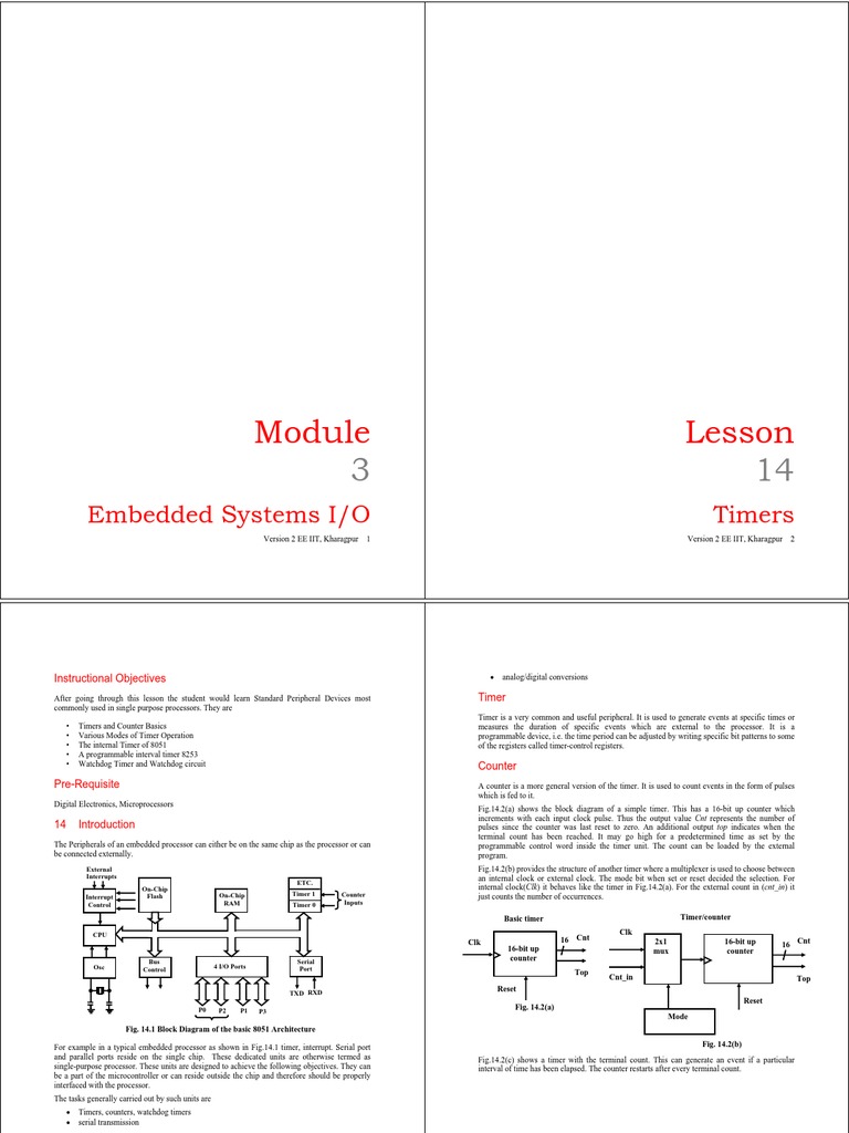 Lesson Embedded Systems I/O Timers PDF Timer Office Equipment