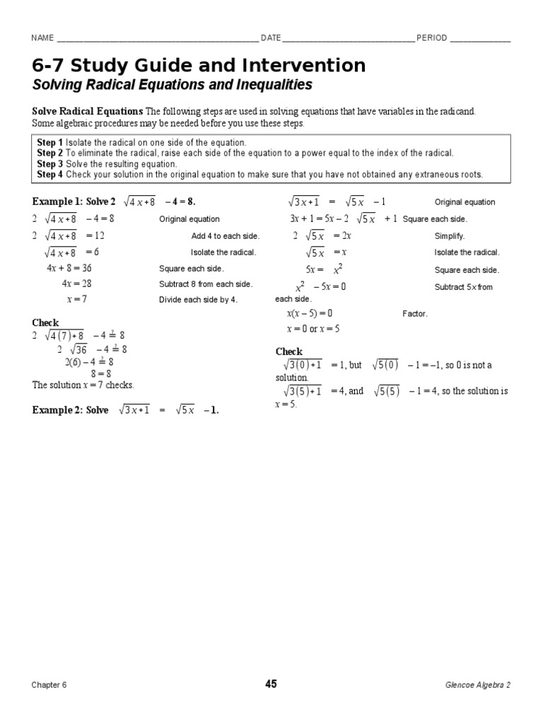 Worksheets Solving Radical Equations 12 solving radical equations and inequalities inequality mathematics equations