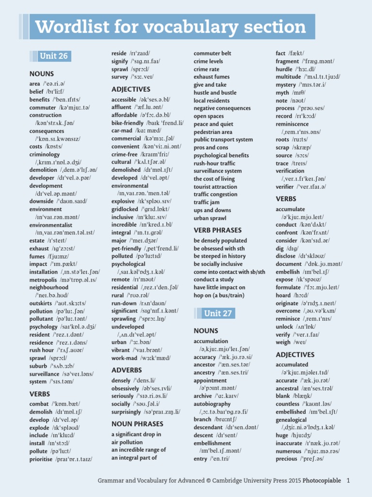 Grammar Vocabulary Advanced Wordlist.pdf Adverb Infection