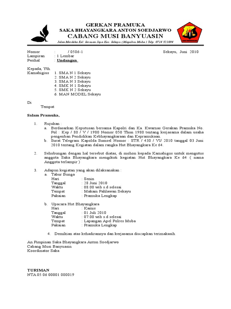 Contoh Surat Dinas Bahasa Sunda Tentang Pramuka