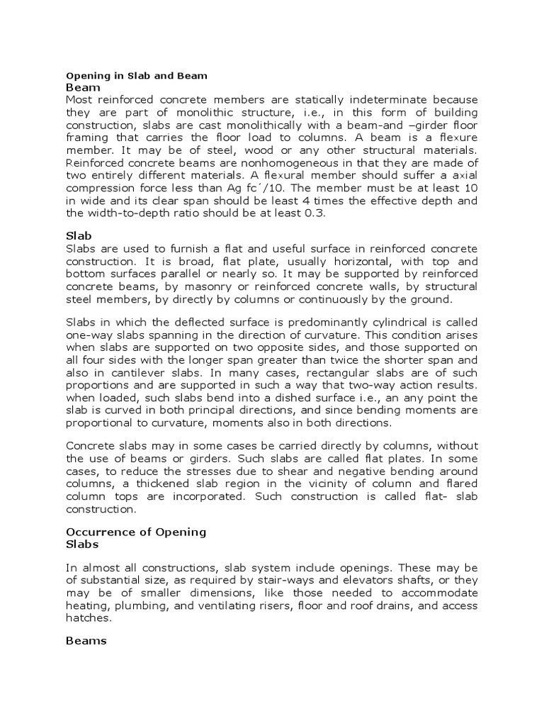 Opening in Slab and Beam | PDF | Truss | Beam (Structure)