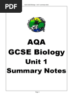 Aqa Gcse Biology Unit 1 Summary Notes