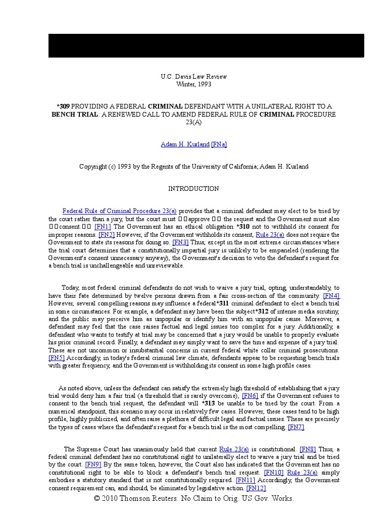 Bench Trial Primer | Jury Trial | Prosecutor