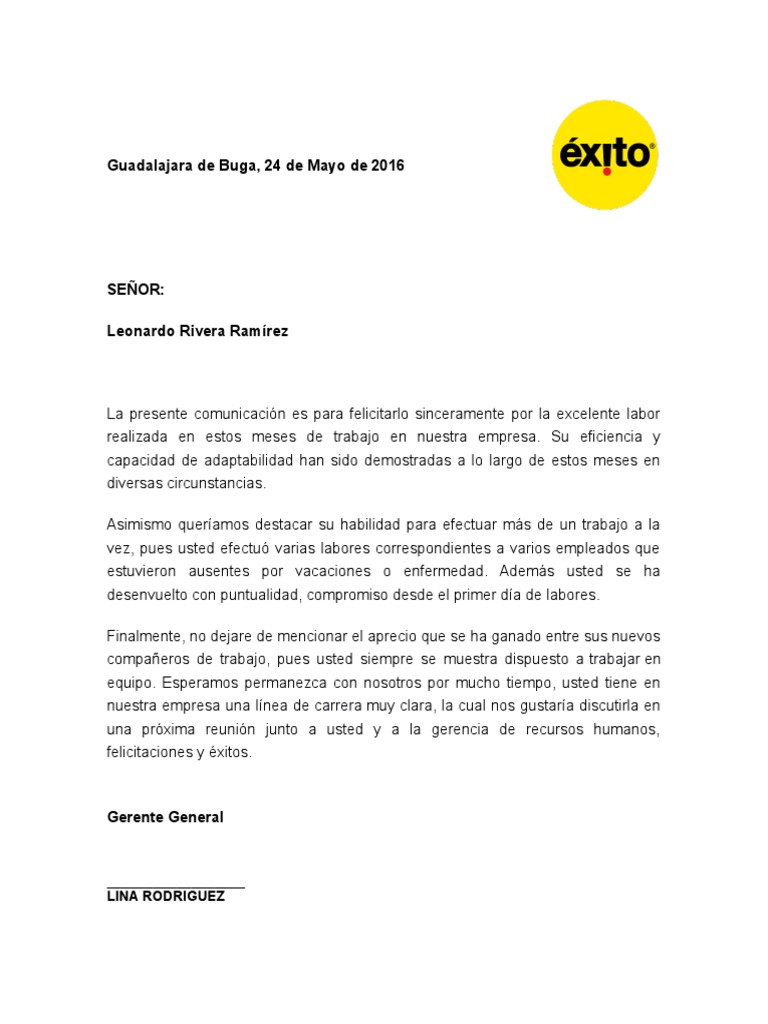 Carta de Felicitaciones PDF