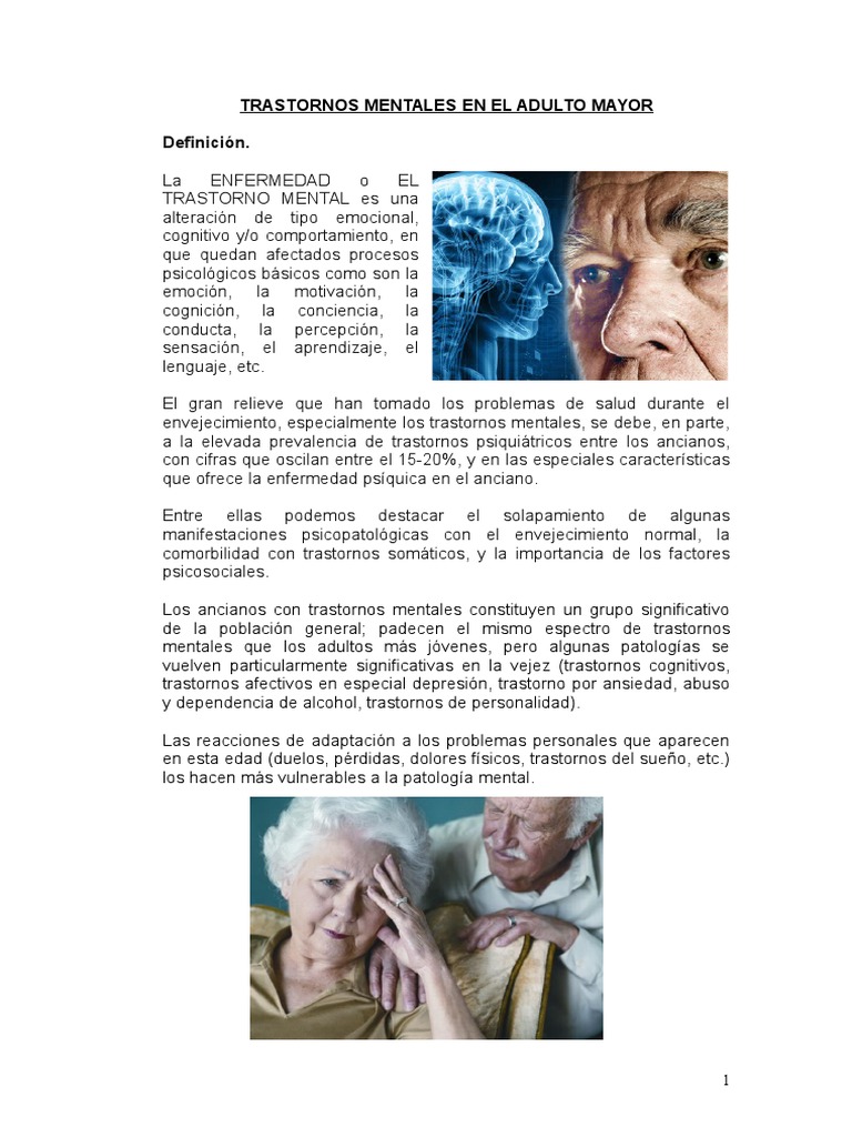 Trastornos mentales en adultos mayores | PDF | Depresión (estado de ...