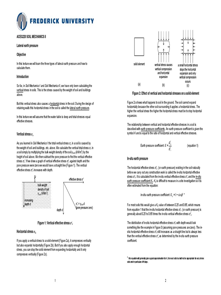 ACEG220 Lecture 6 Lateral Earth Pressure | PDF | Soil Mechanics ...