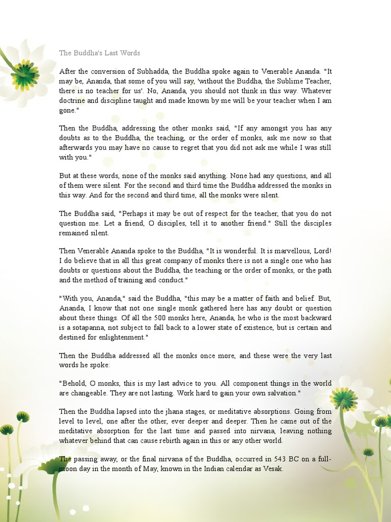 Last Words of the Buddha