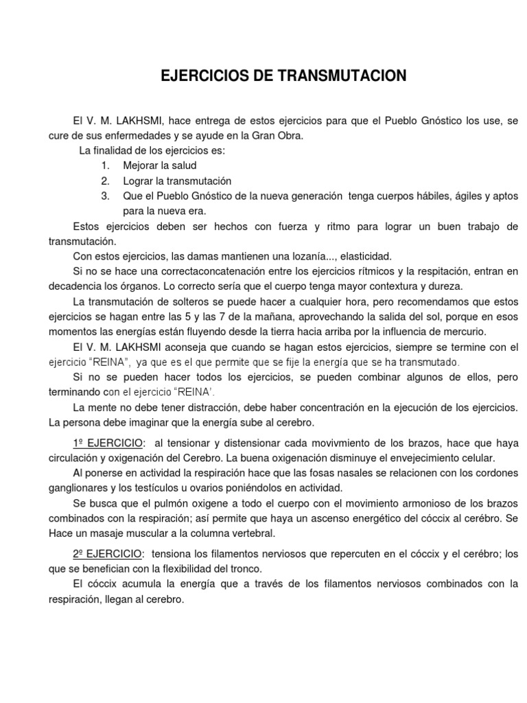 Ejercicios de Transmutación Gnóstica | PDF | La columna vertebral ...