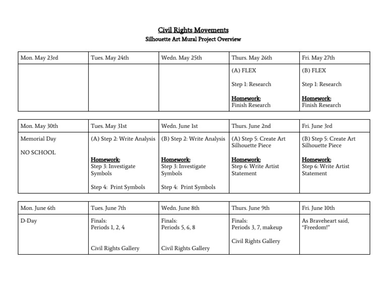 Civil Rights Mural Project Schedule | PDF | Social Science | History