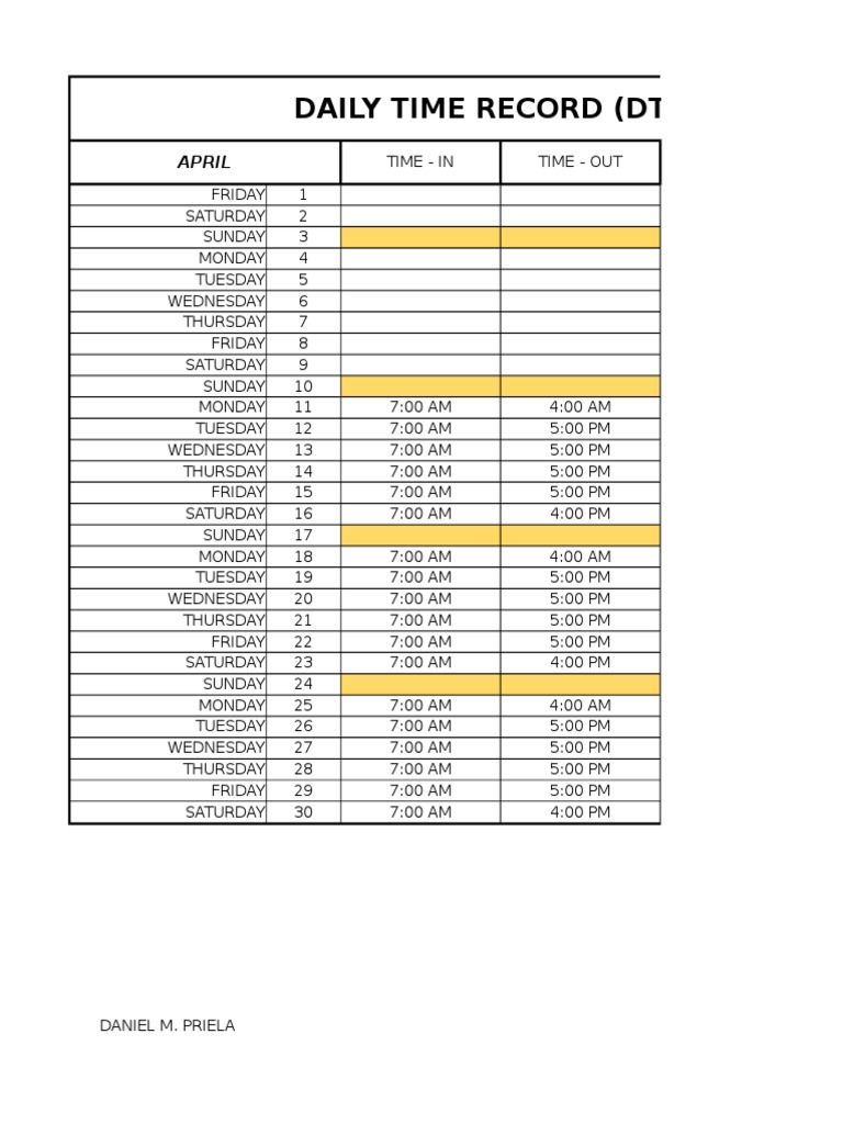 April and May Daily Time Record | PDF
