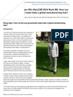 Essay by UPSC Topper Ritu Raj (CSE 2014 Rank 69) - How Can The New Government Make India A Global Manufacturing Hub - Xaam