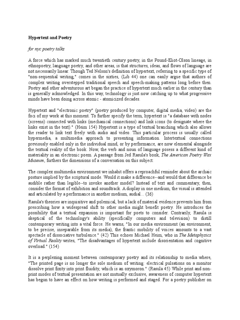 Hypertext and Poetry Hypertext World Wide 