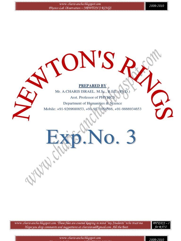 Newton's Rings Lab Guide | PDF | Lens (Optics) | Natural Philosophy