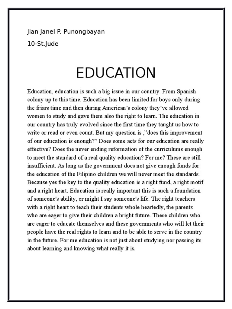 Education Reform in the Philippines | PDF | Career & Growth | Self ...