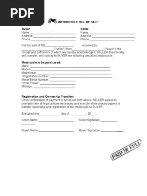 Motor bill format