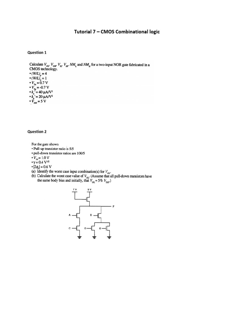 VLSI Questions CMOS | PDF