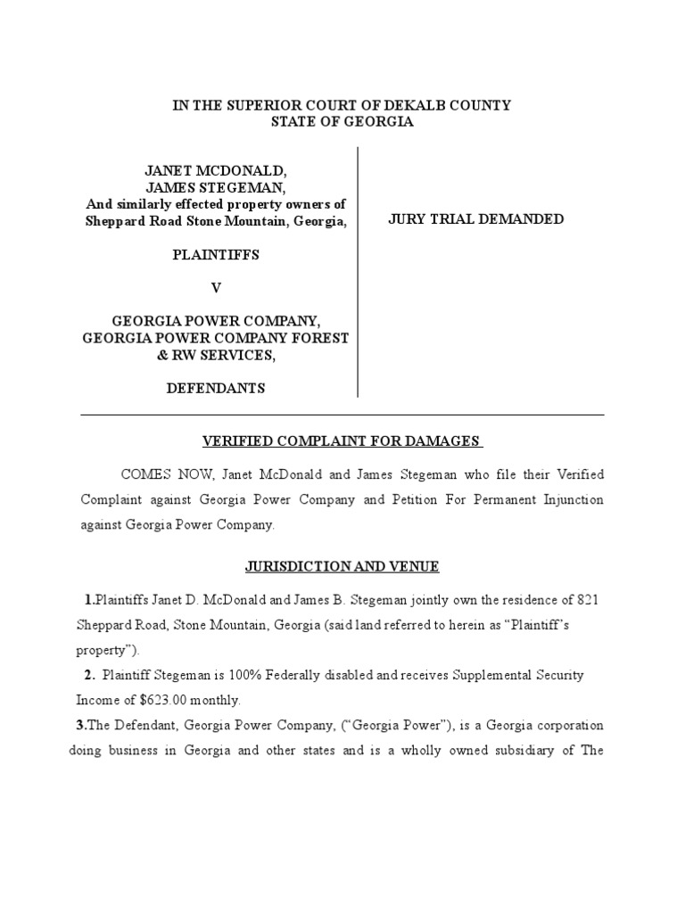 Complaint Against Georgia Power Company | PDF | Defamation | Damages