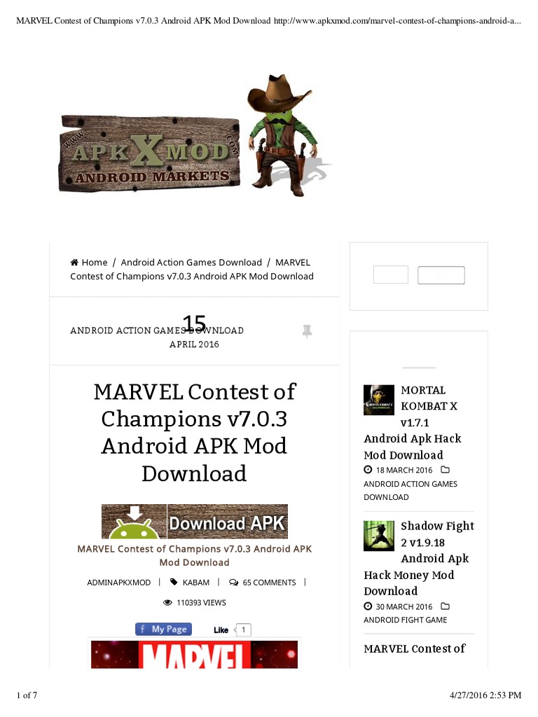 Marvel Contest of Champions Mod APK Download PDF