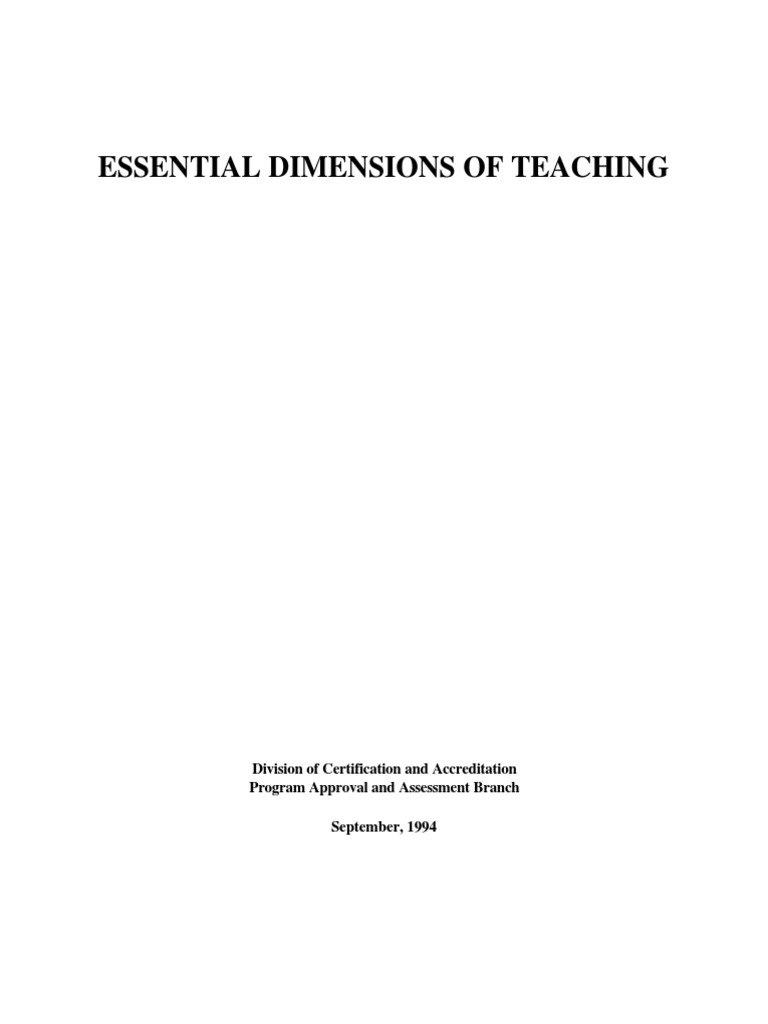 Essential Dimensions of Teaching PDF Special Education Educational Assessment