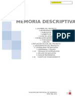 Memoria Descriptiva Chamis La Quebrada