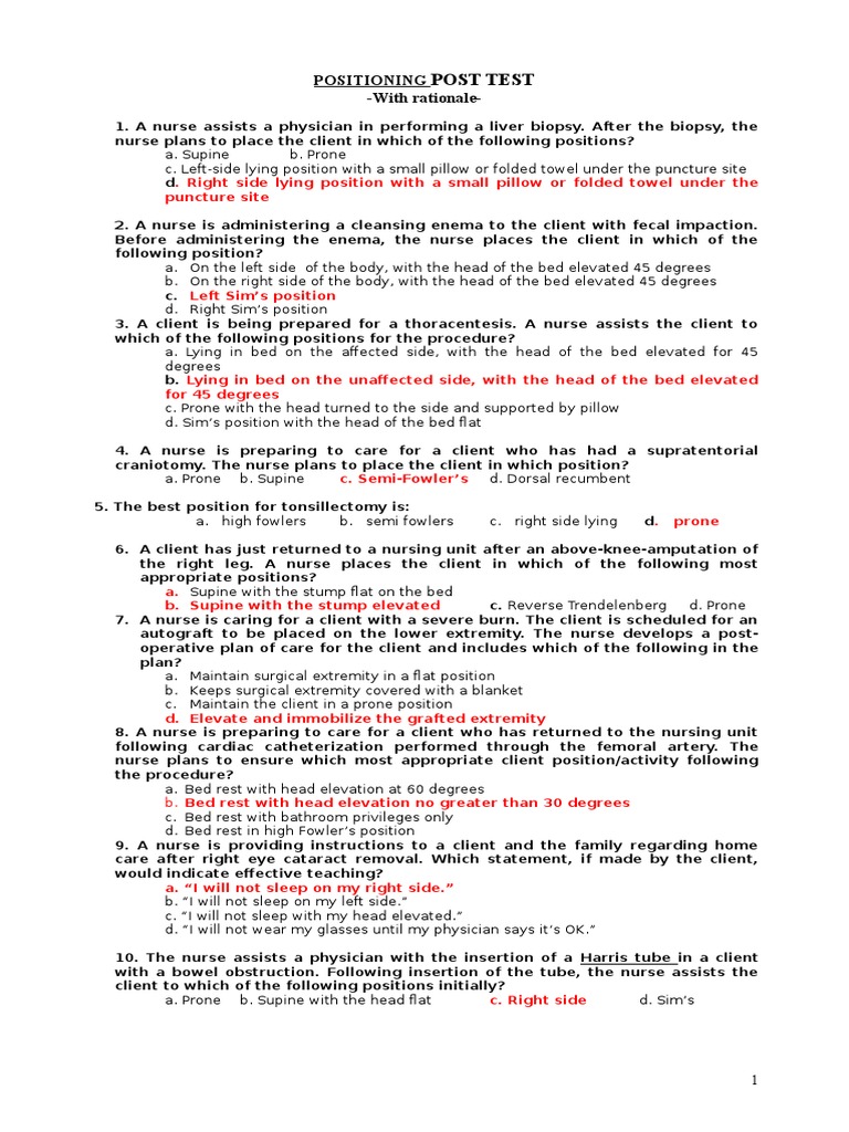 Positioning Questions | PDF | Vein | Surgery