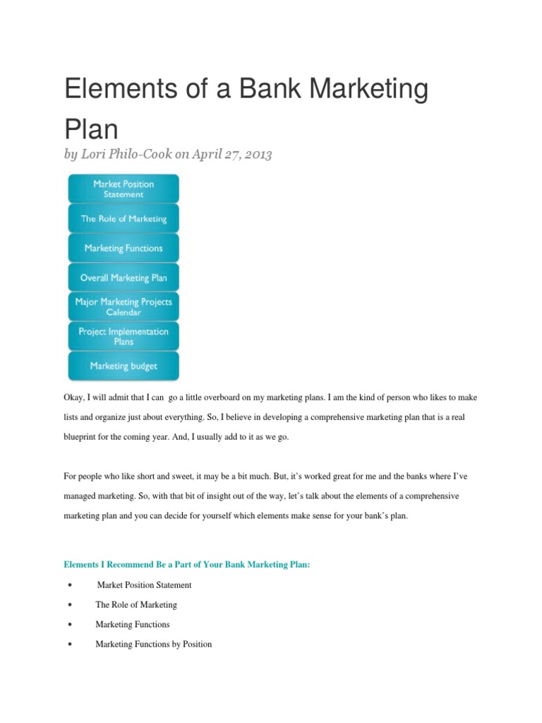 Elements of a Bank Marketing Plan Marketing Market Segmentation